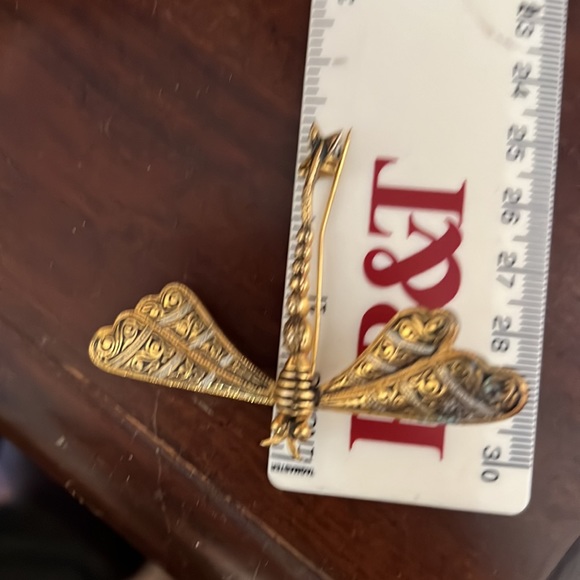 Vintage dragonfly pin no markings, black, white, gold, some issues with the meta - Picture 4 of 6